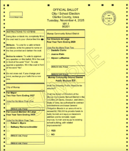 Sample Novembeer 4 School Election Ballot